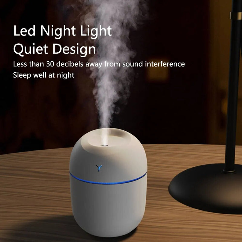 "Experience Serene Bliss: USB-Powered 250ML Mini Aromatherapy Humidifier with Romantic Light - Perfect for Home, Car, and Office Air Purification"