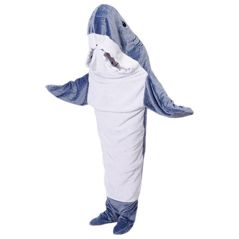 "Snuggle up in Style with our Cartoon Shark Sleeping Bag Pajamas - Perfect for Office Naps and Cozy Nights! Made from Karakal High Quality Fabric, This Mermaid Shawl Blanket is Irresistibly Soft and Snuggly for both Children and Adults!"