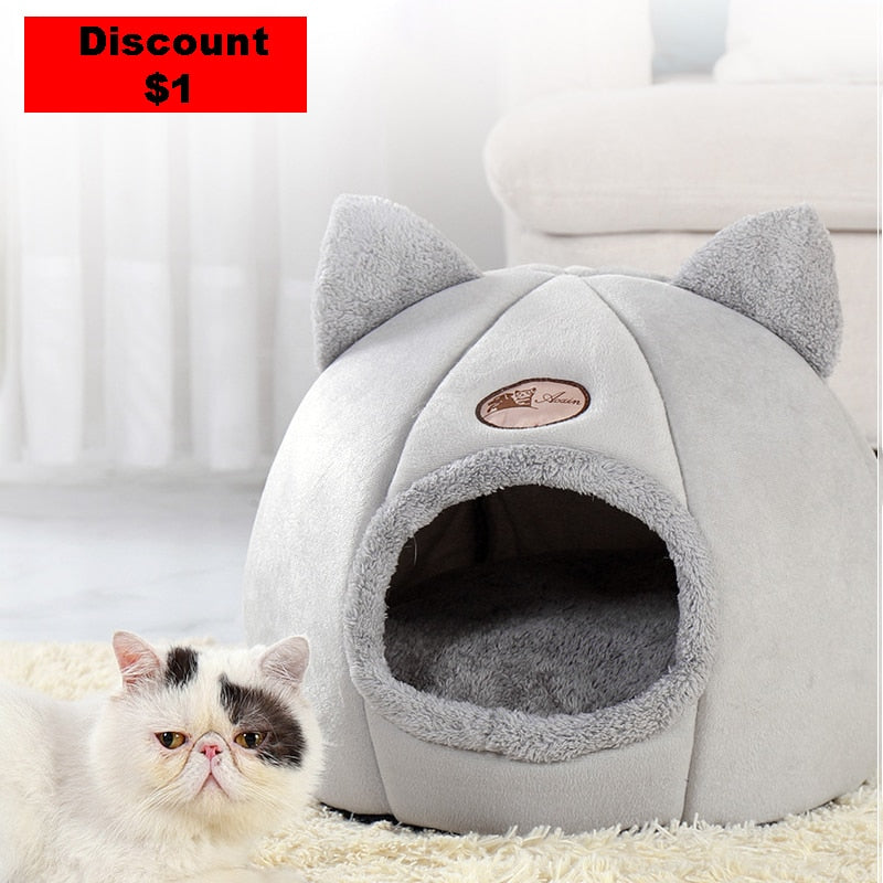 Luxurious Plush Enclosed Cat Bed
