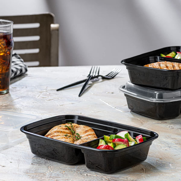 Professional Title: "Pack of 50 Sets - 28 Oz. Meal Prep Containers with Lids, Divided 2 Compartment Lunch Containers, Bento Boxes, and Food Storage Containers"