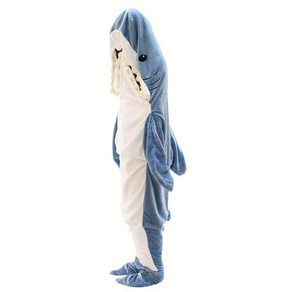 "Snuggle up in Style with our Cartoon Shark Sleeping Bag Pajamas - Perfect for Office Naps and Cozy Nights! Made from Karakal High Quality Fabric, This Mermaid Shawl Blanket is Irresistibly Soft and Snuggly for both Children and Adults!"