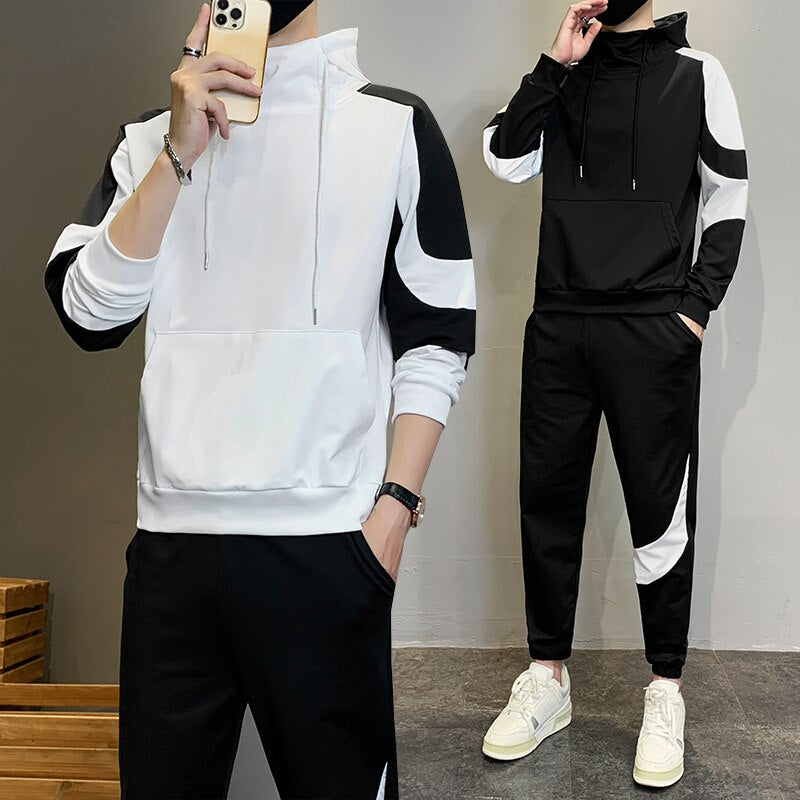 "2023 Winter Warmth: Men's Fashion Sweatshirt Set - Stylish Stand Collar Tracksuit for Casual Sports"
