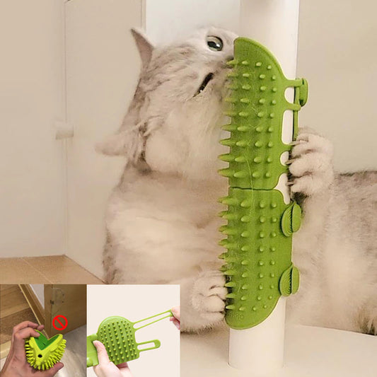 Professional Title: "Wall-Mounted Cat Scratcher Comb for Grooming, Hair Removal, and Massage with Self-Cleaning Feature"