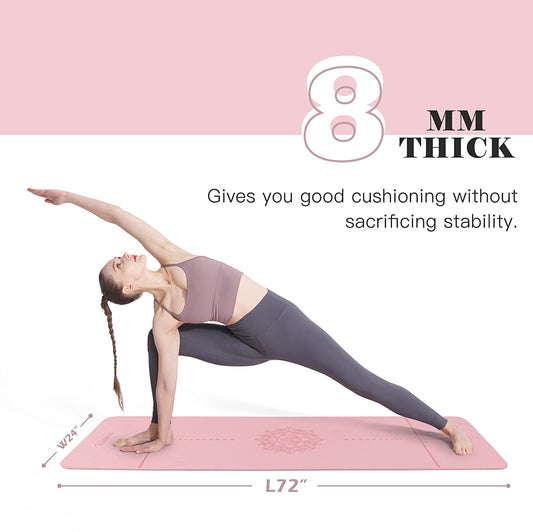 "Premium Yoga Mat - Enhance Your Practice with Superior Support and Grip. Thick, Non-Slip Design for Women. Eco-Friendly and Convenient, Includes Carrying Sling and Storage Bag."