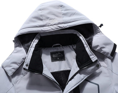 Men's Winter Ski Jacket - Waterproof Windbreaker with Hood, Ideal for Snowboarding and Rainy Conditions