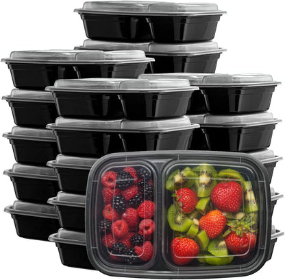Professional Title: "Pack of 50 Sets - 28 Oz. Meal Prep Containers with Lids, Divided 2 Compartment Lunch Containers, Bento Boxes, and Food Storage Containers"