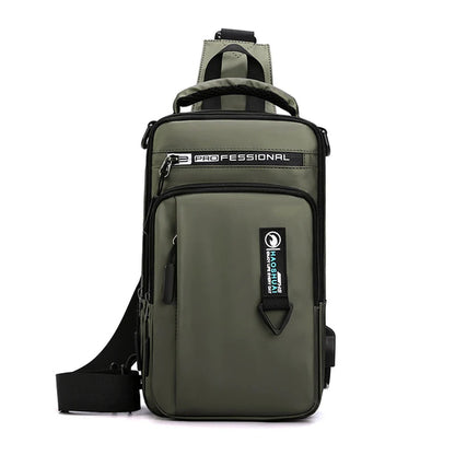 "Ultimate Men's Crossbody Bag: Stylish, Waterproof, and Equipped with USB Charging Port for On-the-Go Convenience!"