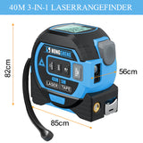 High-Precision 3-in-1 Laser Tape Measure Rangefinder with Intelligent Electronic Ruler and Infrared Technology for Building Distance Measurement