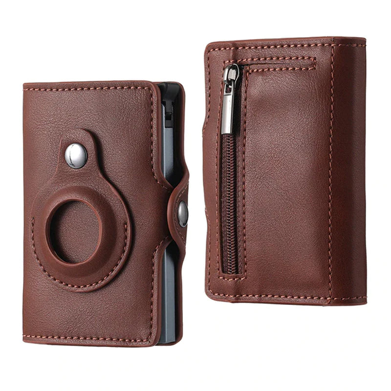Luxury Leather Airtag Wallet: Stylish Anti-Lost Card Bag with Airtags Tracker Protection - Perfect for Men and Women