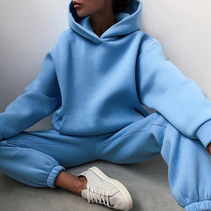 Cozy Chic: Women's Oversized Fleece Two-Piece Set for Autumn/Winter 2021