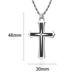 "Timeless Elegance: Wholesale Dropship Men's Stainless Steel Cross Pendant Necklace - Embrace Christian Fashion with Style!"