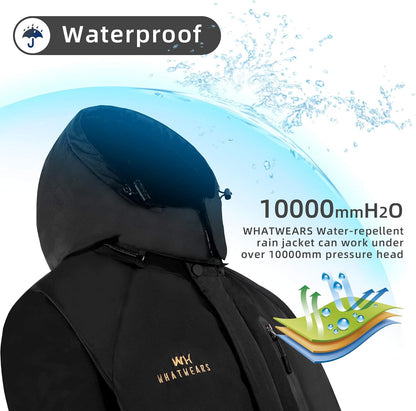 "Men's Waterproof Ski Jacket - Winter Warrior: Optimal Snow and Wind Protection, Hooded with Sleek Black Design"