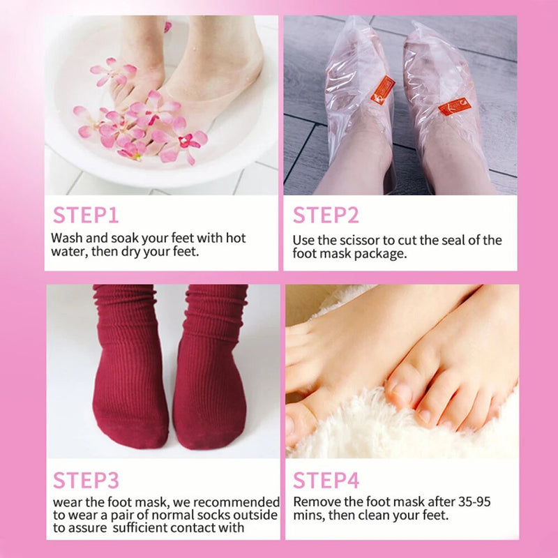 "Enhance Foot Health: 5 Sets of Exfoliating Foot Masks for Silky, Radiant Heels and Nourished Skin - Premium Foot Spa Pedicure Socks for Eliminating Dead Skin, Brightening and Repairing Cracked Feet"