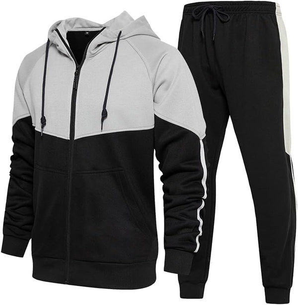 "Premium Men's Athletic Tracksuit: Hooded, Full-Zip Jogging Sweatpants Set for Unmatched Comfort and Style"