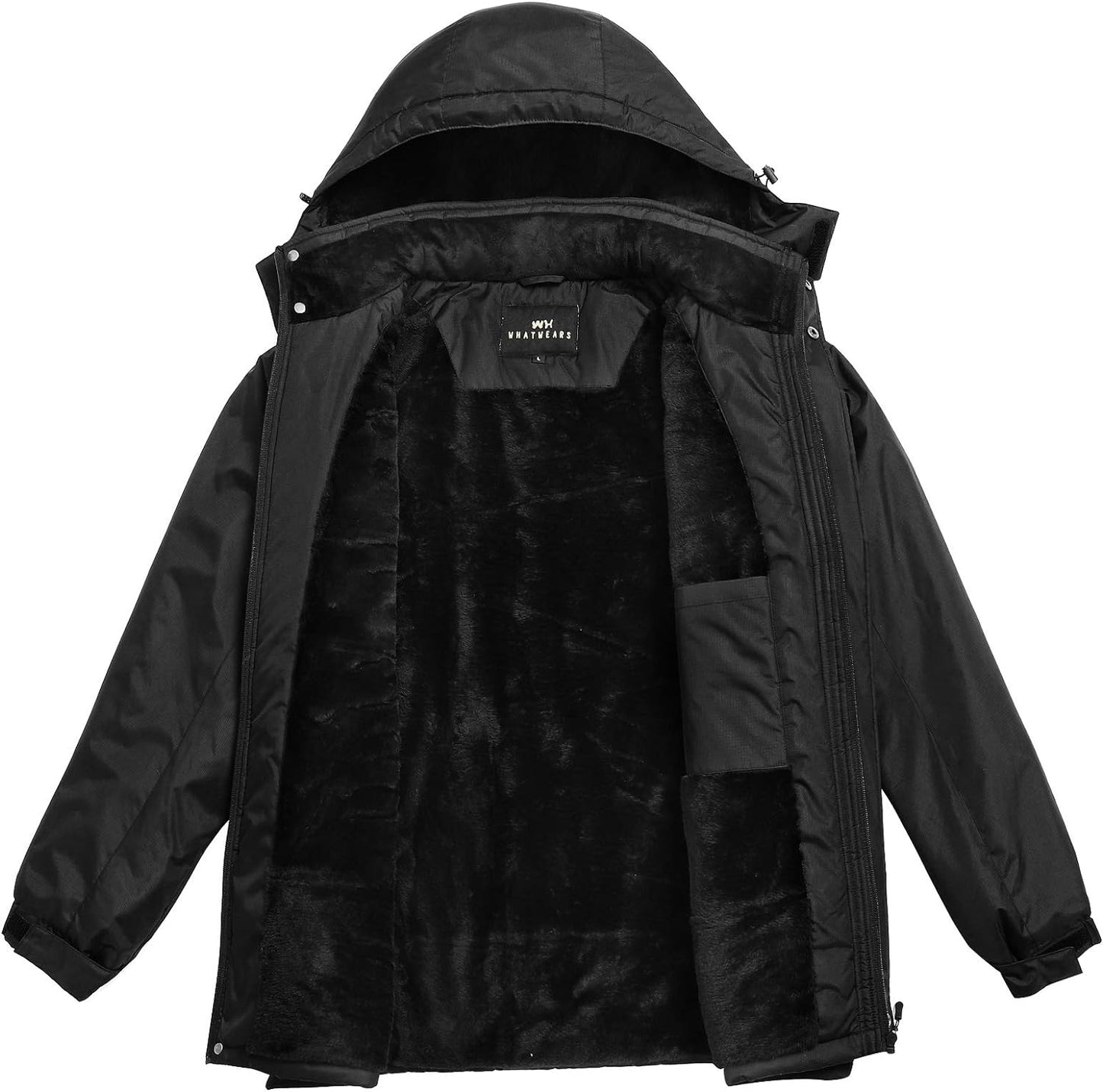 "Men's Waterproof Ski Jacket - Winter Warrior: Optimal Snow and Wind Protection, Hooded with Sleek Black Design"