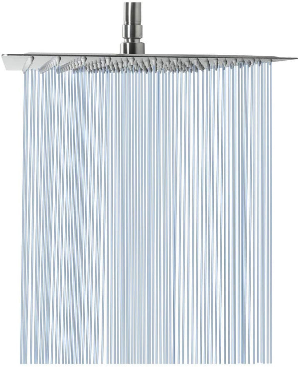 "Enhance Your Shower Experience with the High Flow Stainless Steel Rain Shower Head - Elegant Waterfall Bath Shower, Ideal for Ceiling or Wall Mount (12 Inch, Brushed Nickel)"