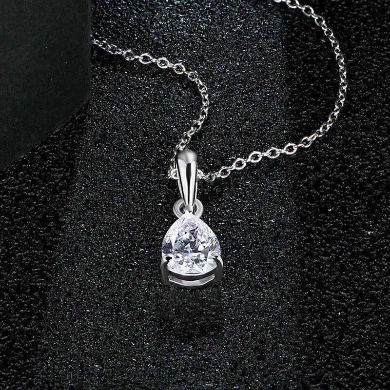 "Pear Shaped 10*8mm Moissanite Necklace in 925 Sterling Silver - Exquisite Fine Jewelry for Women and Girls - Diamond Test Passed - Ideal Gift"