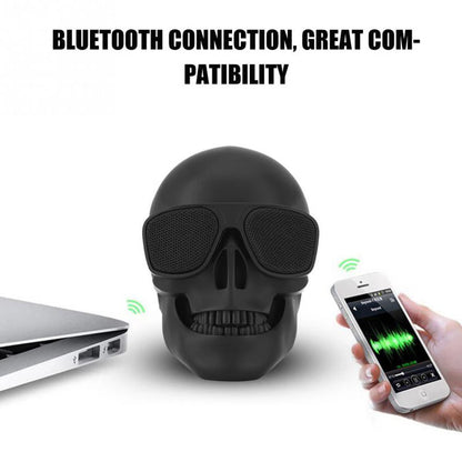 "Immerse Yourself in Music with our Skull Speaker: Wireless Bluetooth-Enabled Mini Stereo Sound System with Enhanced Bass and 5W Power - Perfect Portable Music Player in a Unique Skull Shape Design!"