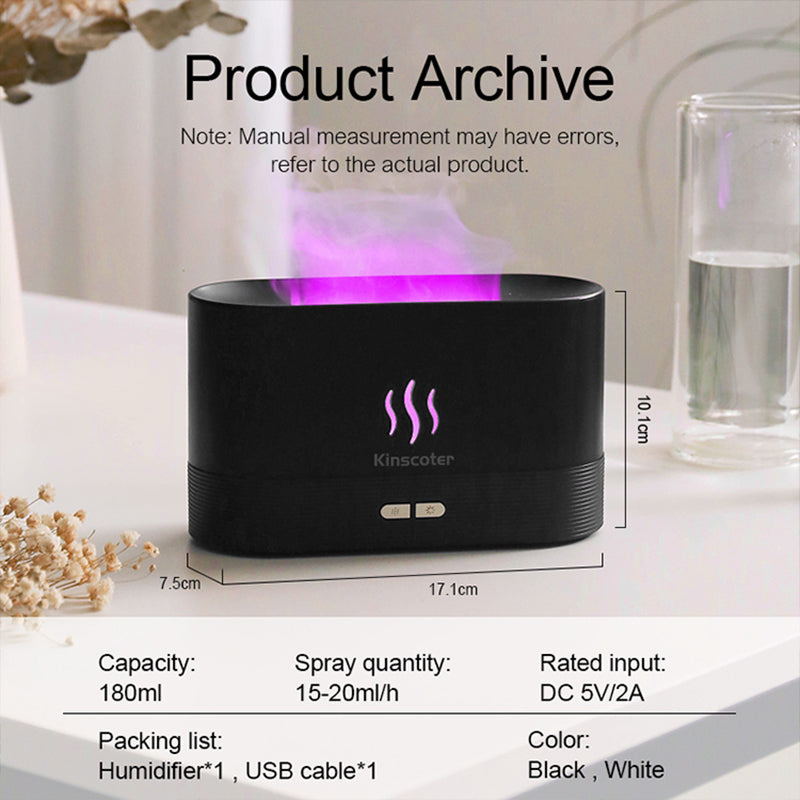 Professional title: "Ultrasonic Cool Mist Aroma Diffuser with LED Flame Lamp and Essential Oil Diffuser"