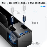 Car Seat Gap Storage Box with Dual USB Port Charger and Cable Organizer for iOS/Android/Type C - Auto Stowing and Tidying Solution