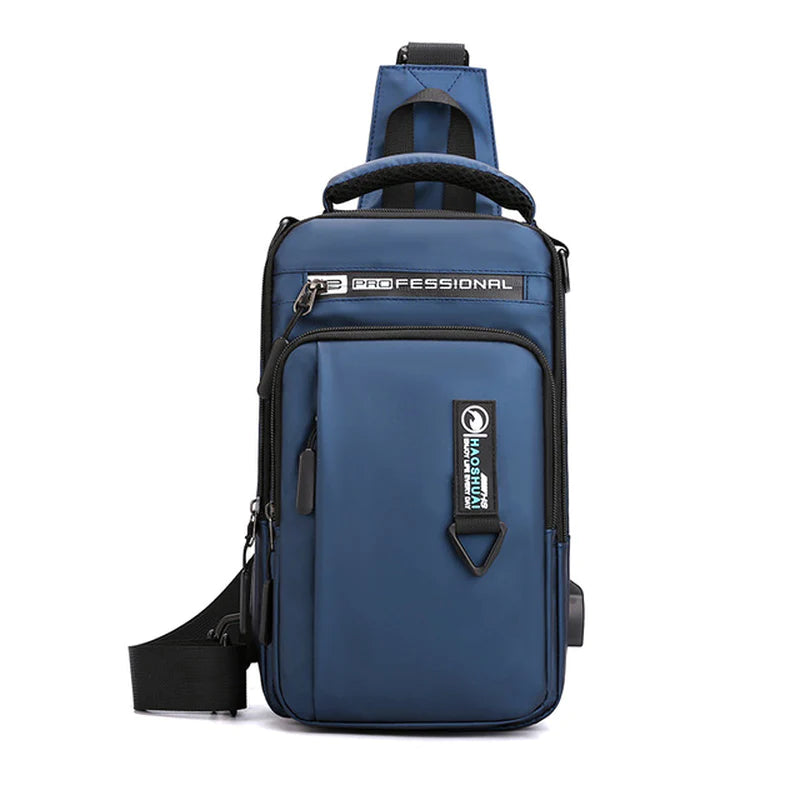 "Ultimate Men's Crossbody Bag: Stylish, Waterproof, and Equipped with USB Charging Port for On-the-Go Convenience!"