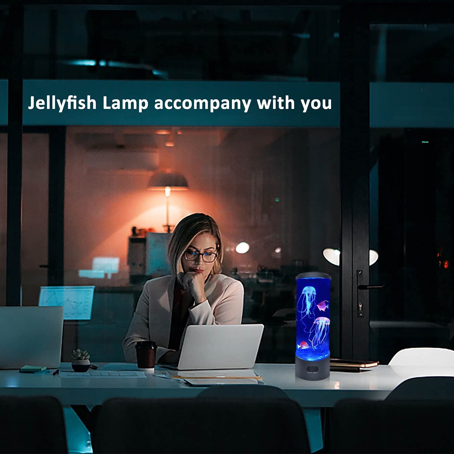"Magical Jellyfish Lava Lamp - Mesmerizing Color Changing Lights to Illuminate Your Space, Enchanting Table Aquarium Night Light for Home Office Decor (Light Blue)"