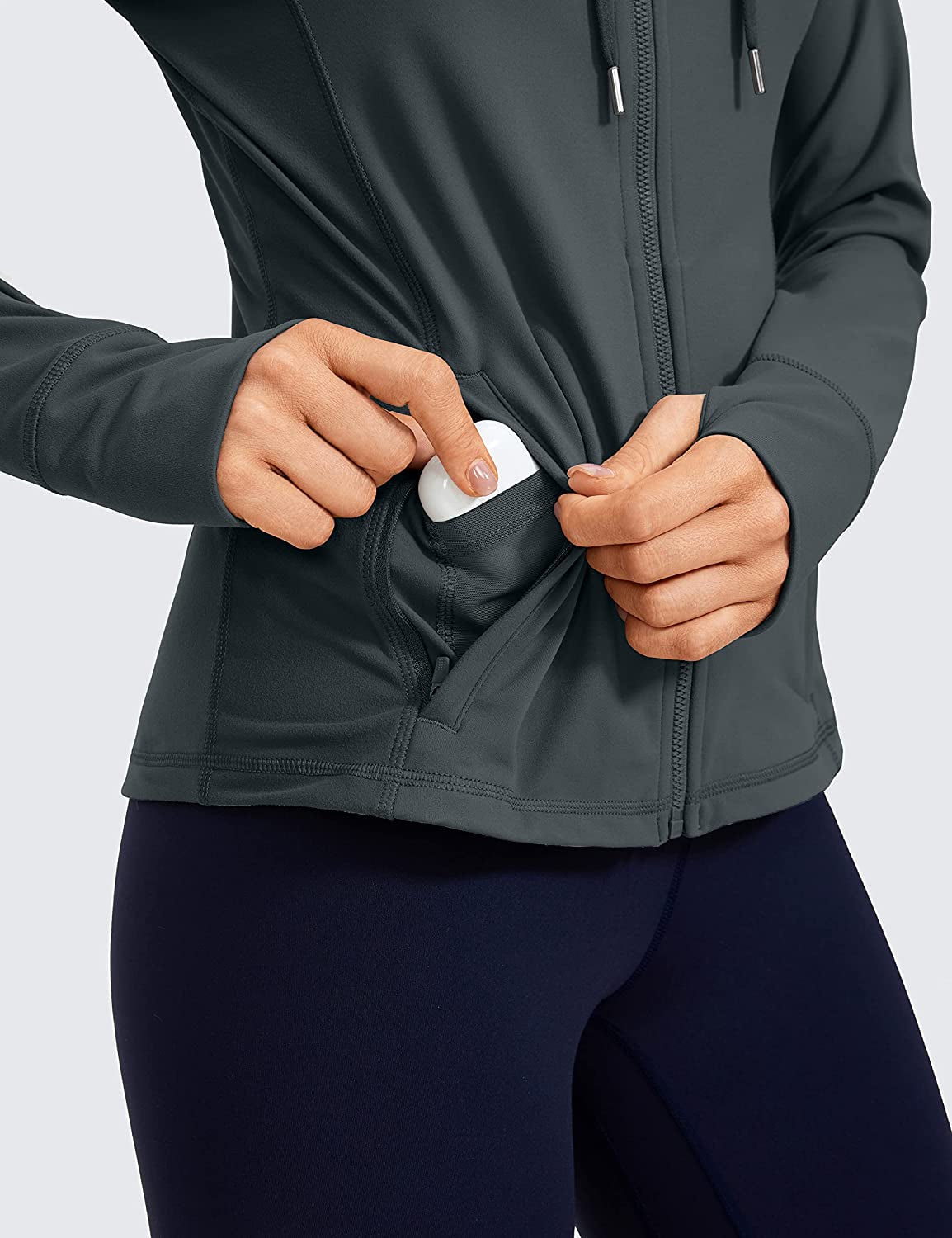 "Women's Zip-Up Hoodie Jacket - A Comfortable and Fashionable Choice for Workout Sessions, Complete with Convenient Zip Pockets"