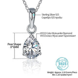 "Pear Shaped 10*8mm Moissanite Necklace in 925 Sterling Silver - Exquisite Fine Jewelry for Women and Girls - Diamond Test Passed - Ideal Gift"