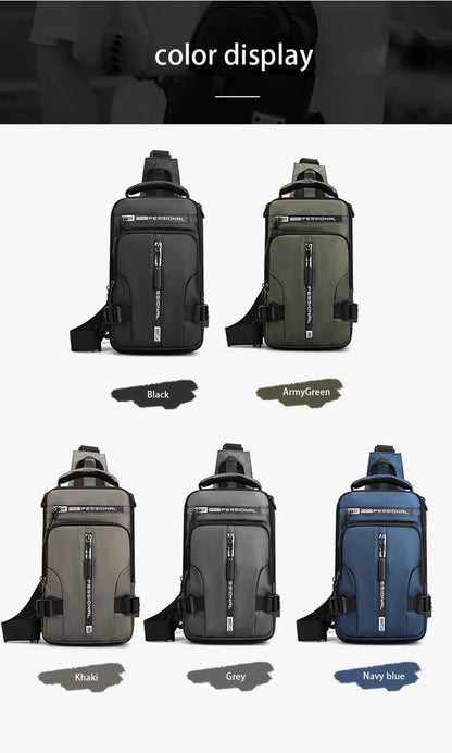 "Ultimate Men's Crossbody Bag: Stylish, Waterproof, and Equipped with USB Charging Port for On-the-Go Convenience!"