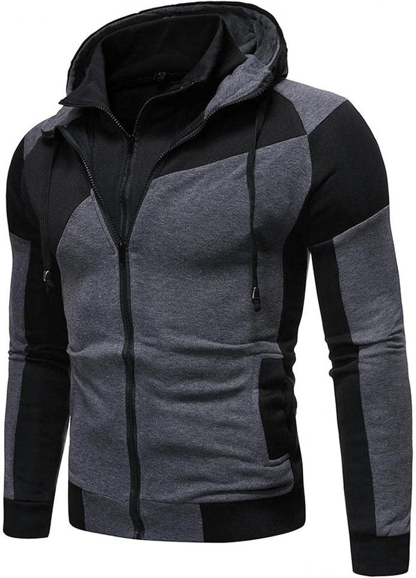 Professional title: Men's Colorblock Hoodies for Workout and Sport - Zip Up Athletic Jackets