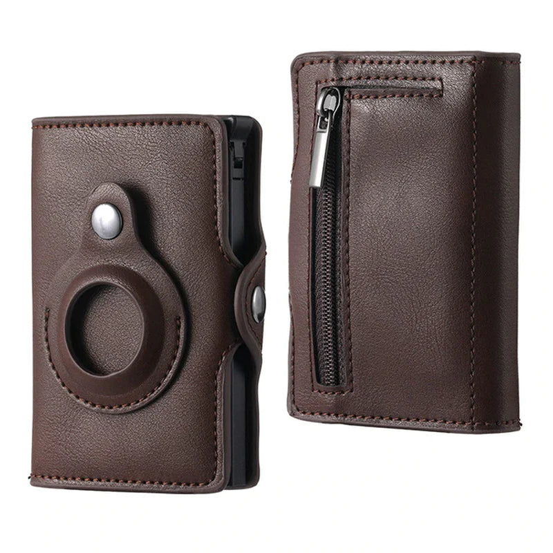 Luxury Leather Airtag Wallet: Stylish Anti-Lost Card Bag with Airtags Tracker Protection - Perfect for Men and Women