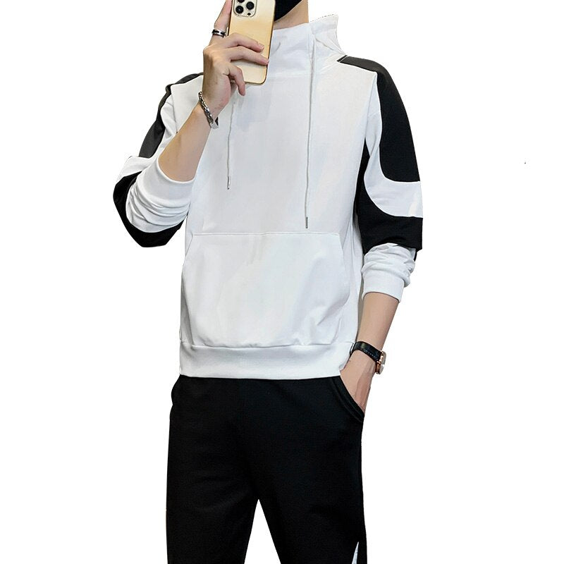 "2023 Winter Warmth: Men's Fashion Sweatshirt Set - Stylish Stand Collar Tracksuit for Casual Sports"