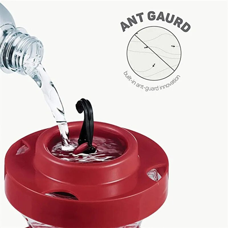 "Premium Hummingbird Feeder with Ant Moat, Bee Guard, and Elegant Design - Ideal for Attracting Charming Avian Species!"