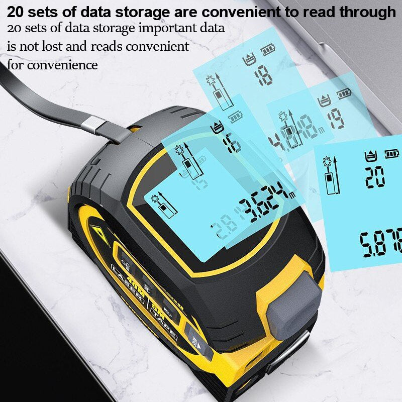 High-Precision 3-in-1 Laser Tape Measure Rangefinder with Intelligent Electronic Ruler and Infrared Technology for Building Distance Measurement