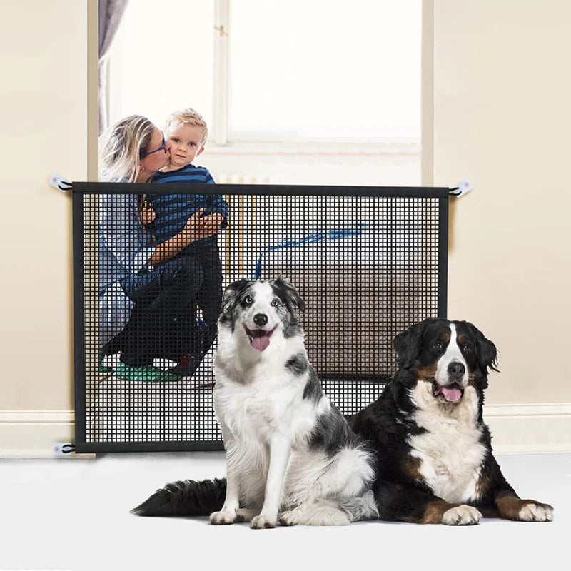 "Ultimate Dog Safety Fence: Foldable, Breathable Mesh Playpen with Hook and Isolated Network for Pet Isolation and Stair Gate"