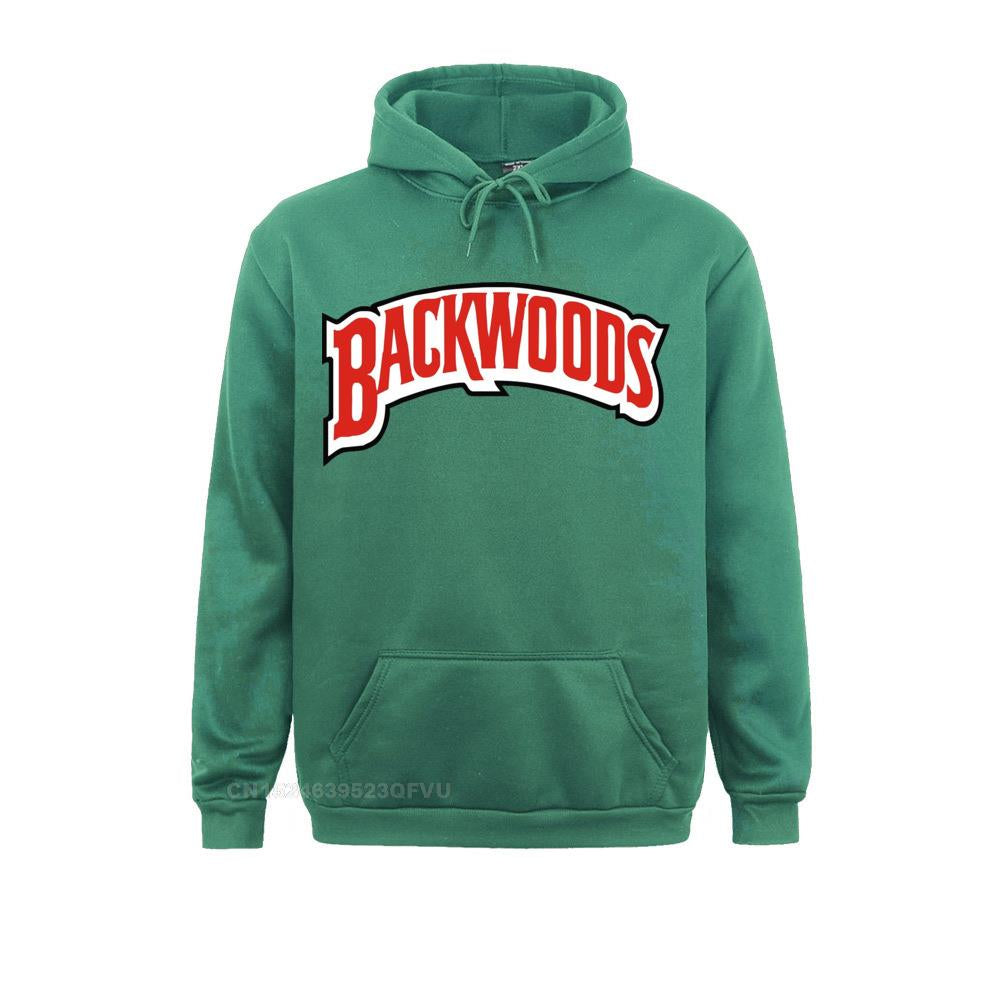 "Backwoods Logo Hoodie: Classic Men's Pullover for a Funny, Oversized, and Kawaii Style"