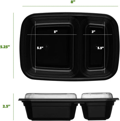 Professional Title: "Pack of 50 Sets - 28 Oz. Meal Prep Containers with Lids, Divided 2 Compartment Lunch Containers, Bento Boxes, and Food Storage Containers"