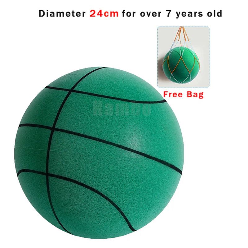 Professional product title: "Silent Size 7 Squeezable Bouncing Basketball - Indoor Mute Ball for Sports and Recreation - 24cm Foam Basketball"