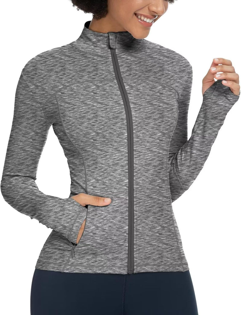 "Enhance Your Style and Energize Your Workout with the Premium Women's Full Zip Athletic Running Jacket - Ideal for Fitness, Yoga, and Exercise!"