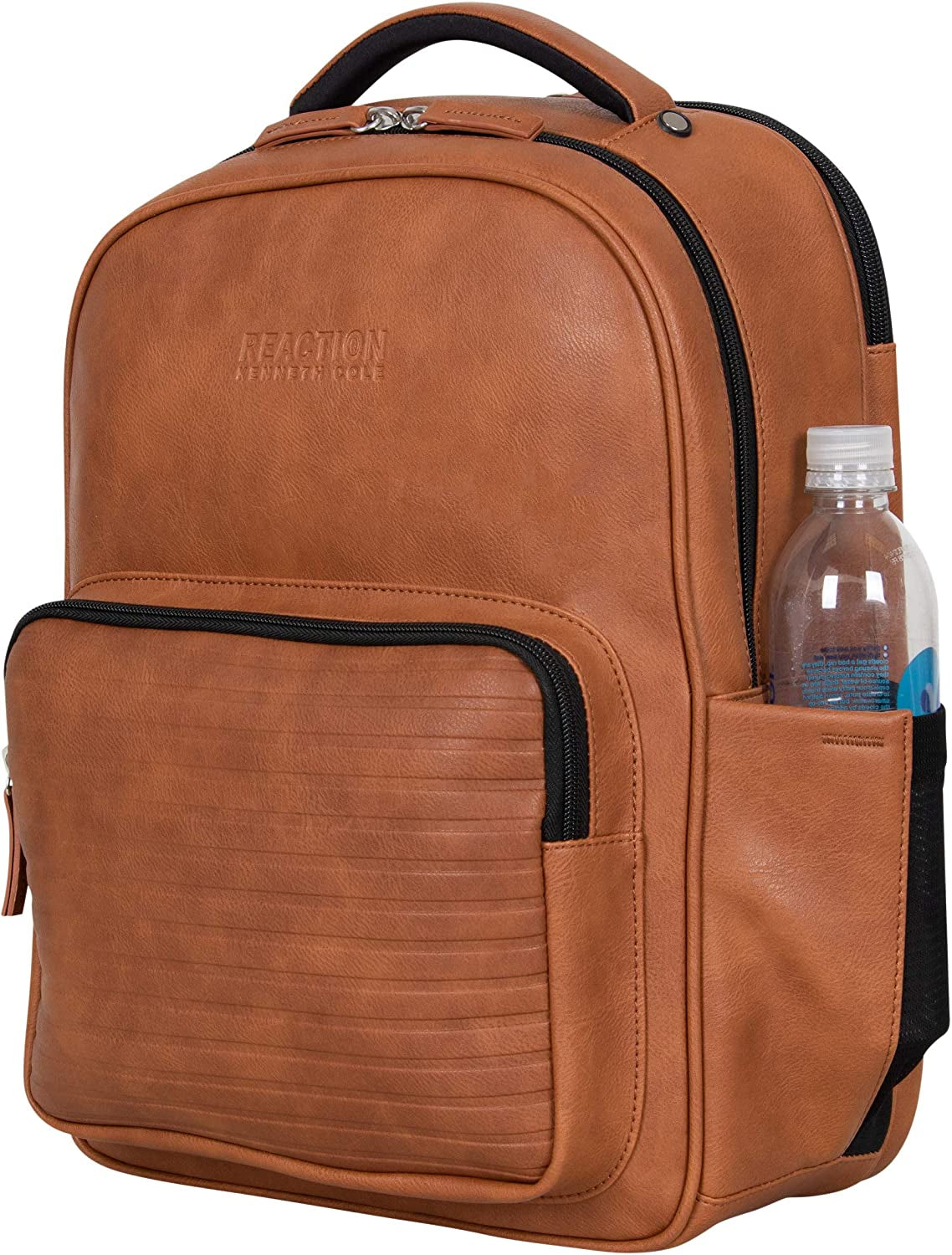Professional Title: "Premium Vegan Leather Tablet Bookbag with Anti-Theft RFID, Ideal for Work and Travel, Cognac, 15.6" Laptop Backpack"