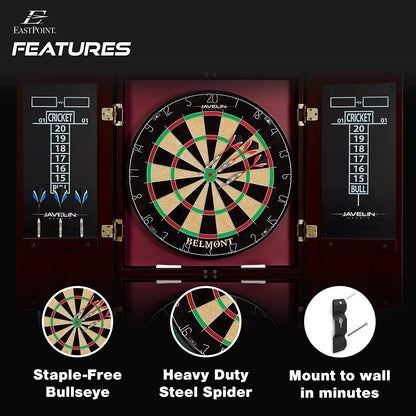 "Transform Your Game Room with the Ultimate Dartboard Upgrade: Effortless Assembly, Complete with Cabinet and Everything You Need!"