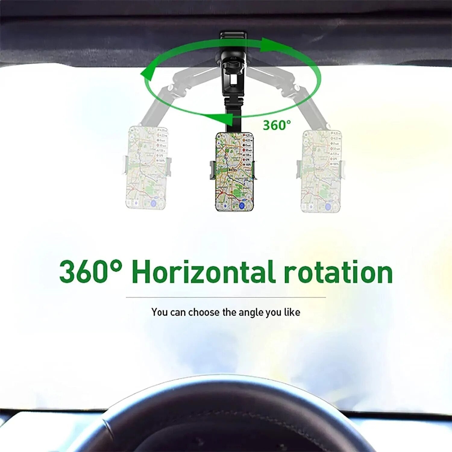 Sun Visor Phone Holder for Car Multifunctional 360° Rotating Sun Visor Cell Phone Holder with Iphone/Samsung/Android