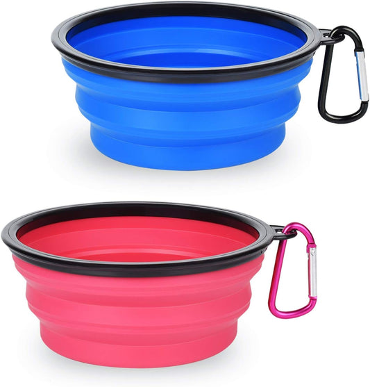 "Convenient 2-Pack Collapsible Dog Bowls for On-The-Go Pets – BPA Free, Dishwasher Safe, and Travel-Friendly!"