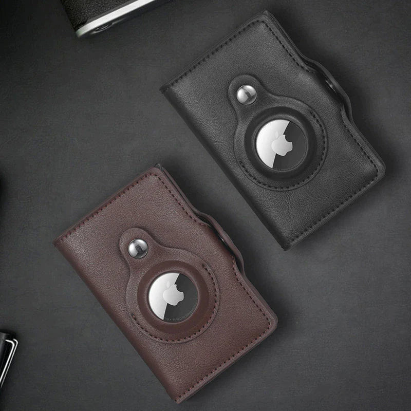 Luxury Leather Airtag Wallet: Stylish Anti-Lost Card Bag with Airtags Tracker Protection - Perfect for Men and Women