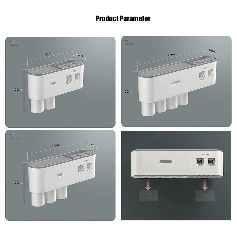 "Organize Your Bathroom with the Magnetic Adsorption Toothbrush Holder and Waterproof Storage Box - Includes Toothpaste Dispenser and Wall Mount - Perfect Bathroom Accessories for Easy and Stylish Storage!"