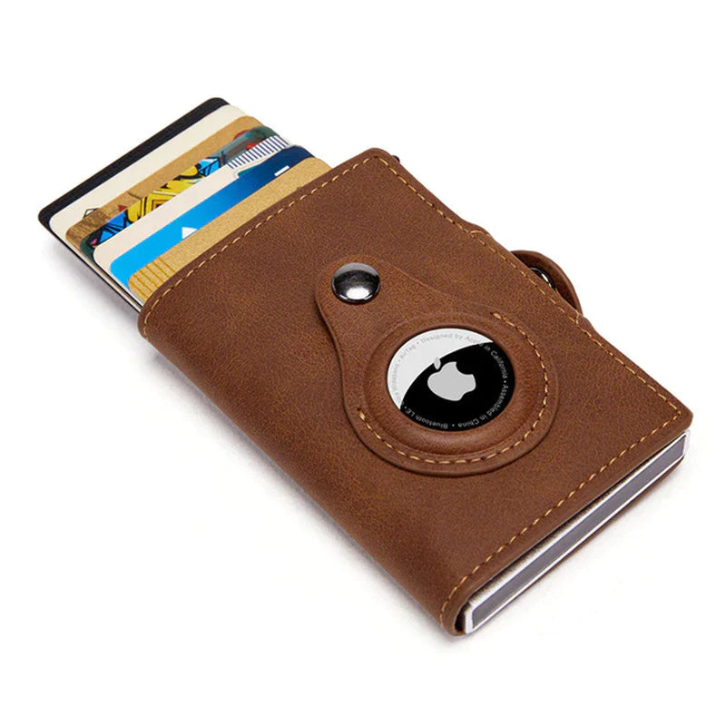 Luxury Leather Airtag Wallet: Stylish Anti-Lost Card Bag with Airtags Tracker Protection - Perfect for Men and Women
