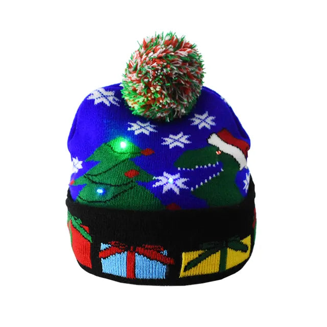 "Santa's Magical Hat of Christmas Cheer: A Funky Sweater for Your Head, with Blinking Lights and Ridiculous Cartoon Characters - Guaranteed to Make Your Kids Giggle and Brighten Up Their New Year!"