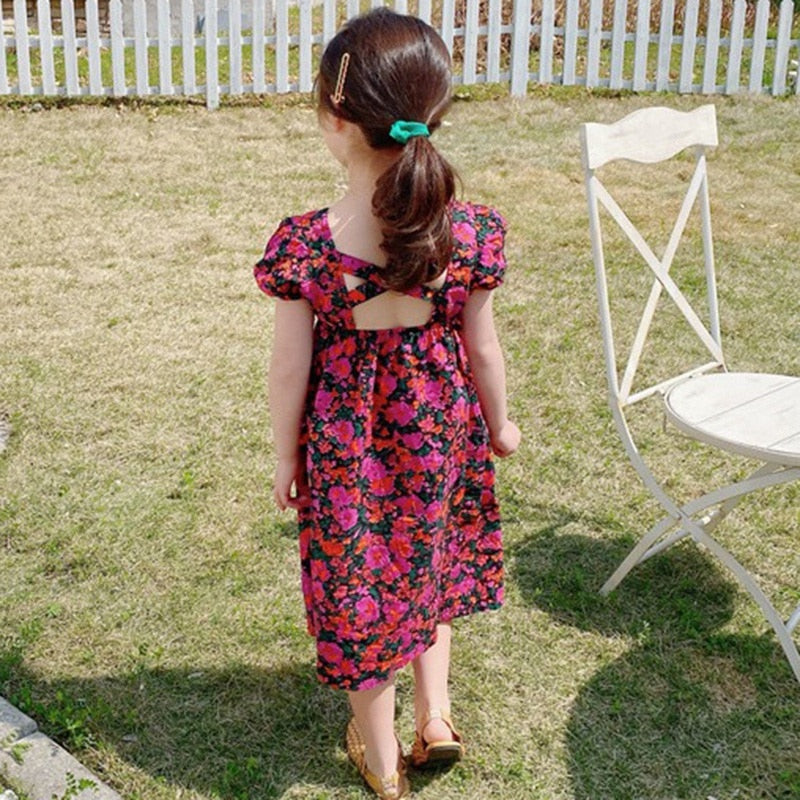 Girl Fairy Floral Backless Casual Dress