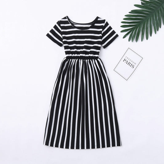 Girls Striped Print Dress