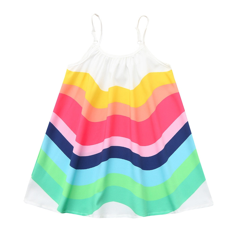 Girls Dress Sleeveless Rainbow Dresses